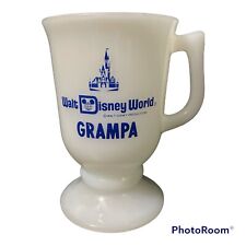 Vintage 80s Walt Disney World White Milk Glass Grampa Mug Cup 5.25