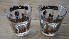 Vintage CHICAGO Buildings Attractions WHISKEY GLASS Set of 2 picture