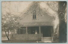 Union City IN Lady on Stone Porch~Small Home~Seen This Place Before? RPPC 1908 picture