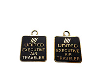United Airlines Executive Air Traveler Tags Metal Keychain - Set of 2 - Vintage picture