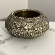 Antique Brass Anklet Engraved Smoking Ashtray Bowl Ethnic Rare Table Decor picture