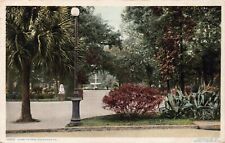 GA~GEORGIA~SAVANNAH~FORSYTH PARK VIEW~FOUNTAIN~STREET LAMP~MAILED 1908 picture