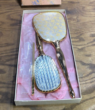 Vintage NOS Ladies Vanity Hand Mirror Brush & Comb Dresser  Set NEW IN BOX picture