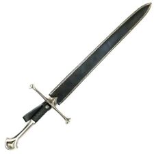 Custom Handmade Damascus Steel Viking Sword With Leather Handle & Sheath picture