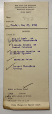 Presbyterian Hospital 1954 Patient Dinner Menu selection Card picture