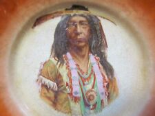 Antique Porcelain Native American Indian Decorative Art Plate Patina picture