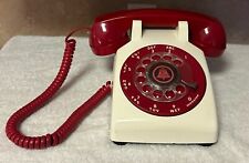 Vintage Western Electric Bell System Rotary Phone White & Red Desk Telephone picture