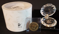 Swarovski Crystal Coin Box Hinged & 100 Year Commemorative Coin **SIGNED** RARE picture