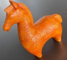 Mid Century Modern Bitossi Style Orange Ceramic Trojan Horse MCM ~ (Signed TRR) picture