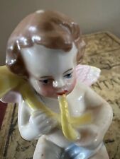 Antique 1800s Cherub Putti playing horn Scheibe Alsbach Germany picture