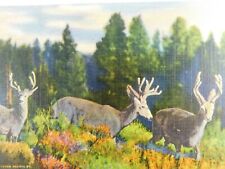 Three Deer Bucks Roaming In The Pacific North West Linen Vintage Postcard picture