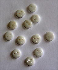 VINTAGE 12 ANTIQUE TINY SMALL WHITE GLASS DOLL CHILD BUTTON BABY BUTTONS • 6mm  picture