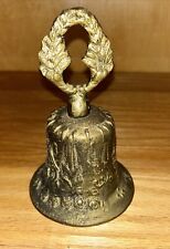 Antique Vintage Floral Embossed Latin Mexican Mission Style Bronze Hand Bell picture