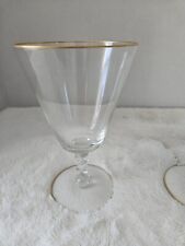 Set of 2 Short Stemmed Goblets with Double Gold Rims picture