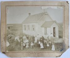1890s Minto North Dakota One Room Schoolhouse Large Antique Mounted Photo picture