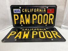 black & yellow CALIFORNIA personalized License Plates PAW POOR picture