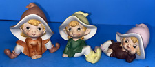 Vintage Homco Garden Pixie Elf Fairies Ceramic Figurines #5213 Set of 3 picture