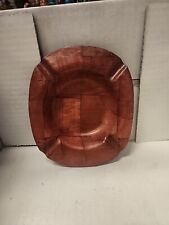 Vintage 70s Bamboo Ashtray Trinket Dish Woven Formosa Lacquered Wood  5.75x5