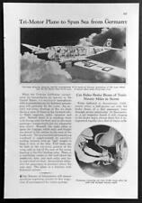 Junkers Ju 52 Lufthansa Nazi airliner 1936 cut-a-way pictorial picture