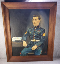 Vintage U.S.M.C. Vietnam Era NCO Sgt Marine Corps O/C Portrait Painting & Frame picture