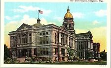 c1935 CHEYENNE WYOMING STATE CAPITOL BUILDING LINEN POSTCARD 41-118 picture