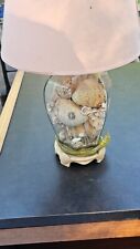 Beautiful Vintage 1990 Seashell Filled Glass Table Lamp 12 