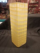 Vintage Gorgeous Designs Square Frosted Yellow Grid Vase picture