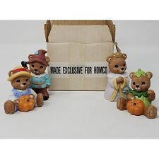 Vintage New Old Stock Homco Bears Fall/Halloween 4 Piece Miniature Figurines picture