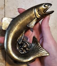 Vintage Scott Prod Inc Newark N.J. Brass Tone Trout Fish Bottle Opener Decor picture