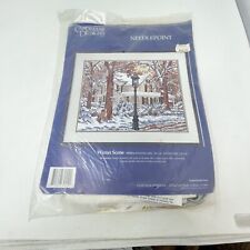 New CANDAMAR DESIGNS Vintage WINTER SCENE Picture NEEDLEPOINT KIT - 1980's picture