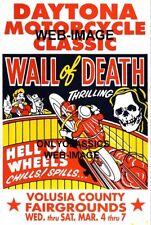 1930s DAYTONA FL MOTORCYCLE WALL OF DEATH 12X18 POSTER DAREDEVIL RACING THRILLS picture