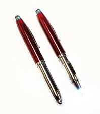 Lot of 50 Pens –Triple Function Light-Up LED Metal Ballpoint Pens w/ Stylus- Red picture