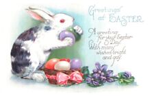 GREETINGS AT EASTER.VTG BUNNY POSTCARD*A26 picture