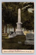 Lee Co IL- Illinois, Monument, Prairieville Cemetery, Vintage c1910 Postcard picture
