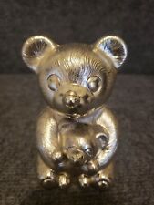 Vintage Godinger Silver Plated Metal Teddy Bear Coin Bank  picture