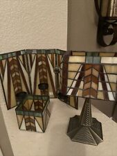 TIFFANY STYLE STAINED GLASS PARTYLITE  LOT OF 3 DIFFERENT VINTAGE CANDLE HOLDERS picture