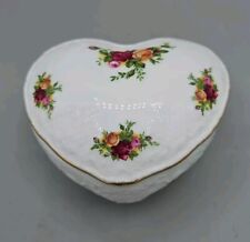 Vintage Royal Albert Old Country Roses Lidded Covered Heart Dish Dated 1962 picture