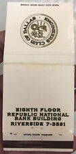 Vintage Front 30 Strike Matchbook Cover - Engineers Club Of Dallas Dallas, TX picture