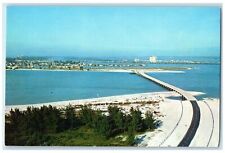 c1950's The New Clear Water Pass Bridge Beach Pass A Grille Florida FL Postcard picture