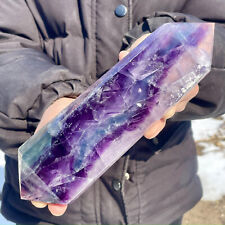 1.57LB Natural Fluorite Crystal Column Magic Wand Obelisk Point Earth Healing picture