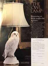 1989 Franklin Mint Owl Lamp VTG 1980s 80s PRINT AD Illuminating Art Audubon picture