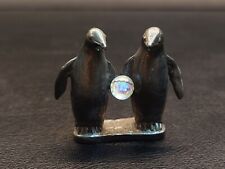 Vintage Pewter Penguins Holding Crystal Ball Figurine SCM A6 picture