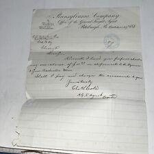 Antique 1871 Letter Pennsylvania Company Office of the General Freight Agent picture
