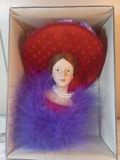 Kurt Adler Red Hat Society Lady Figurine Bust With Pearls With Tag & Box picture