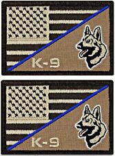 K-9 Dog USA Flag Thin Blue Line Police Swat PATCH  |2PC HOOK BACKING 3