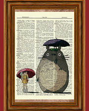  Ghibli Tribute Spirited Away Dictionary Art Print Howl's Kiki Ponyo Totoro Gift picture