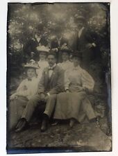 Antique Victorian Era Tintype Photo of Men and Lovely Ladies Outdoors Outside picture