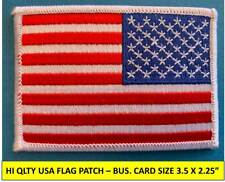 REVERSE USA AMERICAN FLAG PATCH IRON-ON SEW-ON WHITE BORDER (3½ x 2¼”)  picture