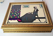 Vintage Reverse Painted Jewelry Box Whistler's Mother Art Deco Revival? Stashbox picture