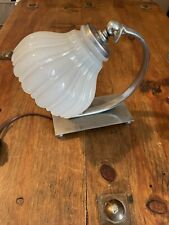 VINTAGE CHROME ART DECO SWAN NECK DESK LAMP WITH ORIGINAL SHADE… picture